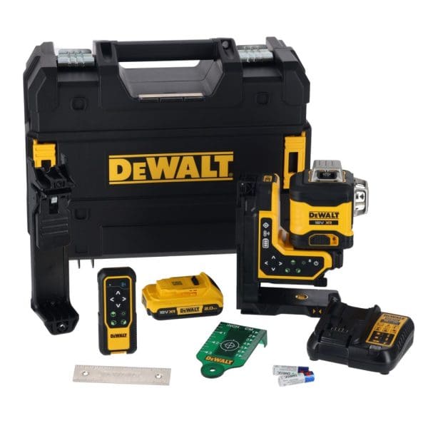 DeWalt aku laserski nivelir DCLE34035D1 18V 1×2,0Ah zelena linija 3×360° na daljinski