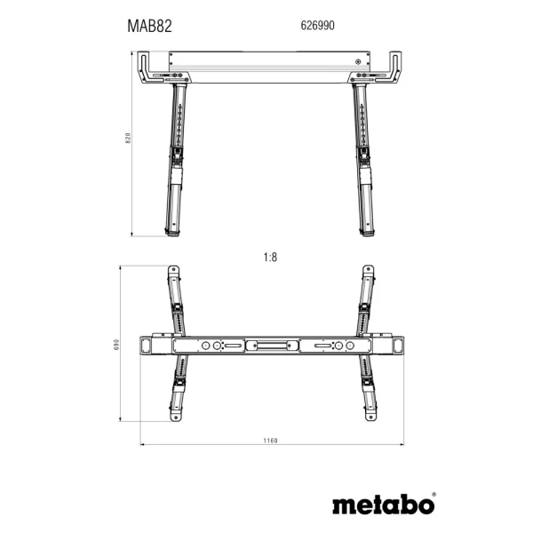 Metabo podesivo radno postolje MAB 82, 2kom 61,5-82cm 626990000