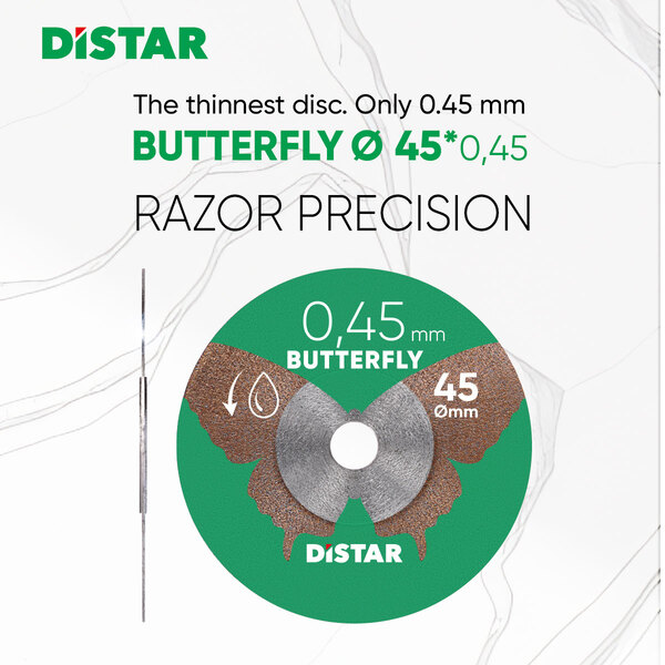 Distar rezna ploča za sitno i precizno rezanje keramike Butterfly 45mm x 0,45mm (prihvat 5,8/3,2mm)