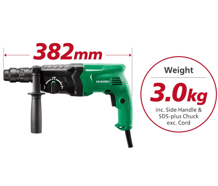 HiKoki bušači čekić DH24PMH SDS+ 2,7J 730W + dodatna glava