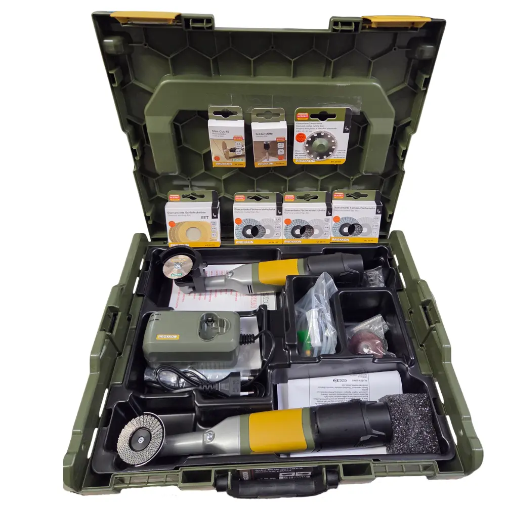 Proxxon set aku alata i pribora za keramičare, brušenje LHW + rezanje LWB 2x aku