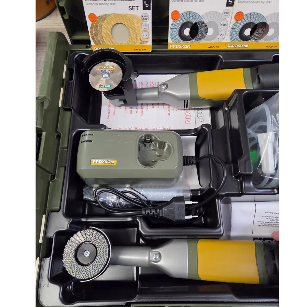 Proxxon set aku alata i pribora za keramičare, brušenje LHW + rezanje LWB 2x aku